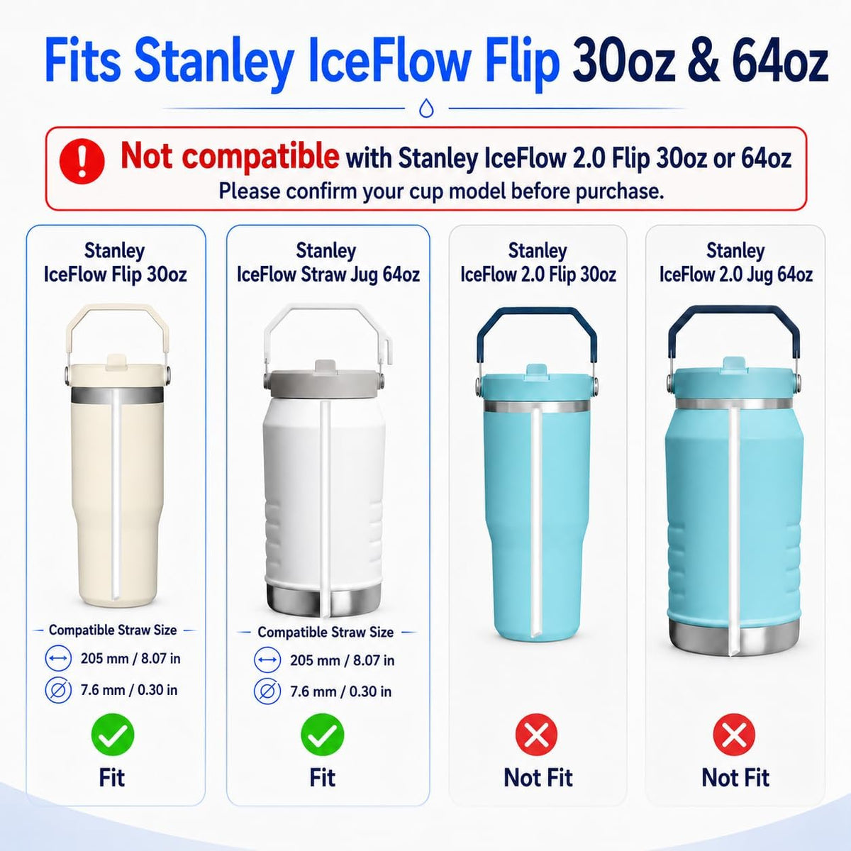 Replacement Straws for Stanley IceFlow Flip 30oz Tumbler Only