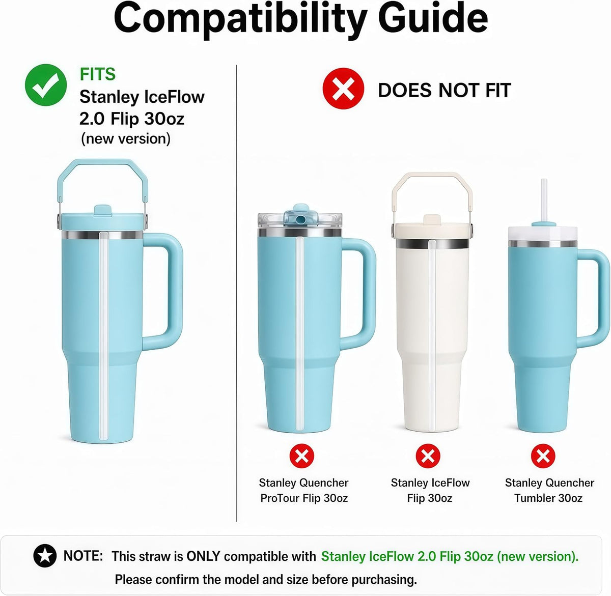 Replacement Straws for Stanley IceFlow Flip 30oz Tumbler Only