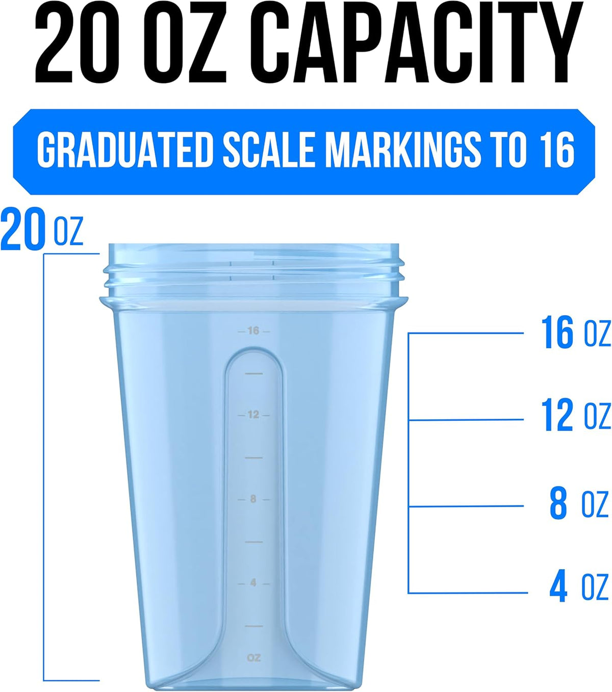 6 Pack 20oz Shaker Cups for Protein Shakes, Pastel Shades