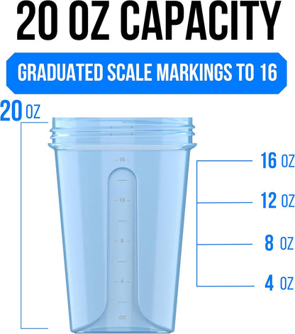 6 Pack 20oz Shaker Cups for Protein Shakes, Pastel Shades