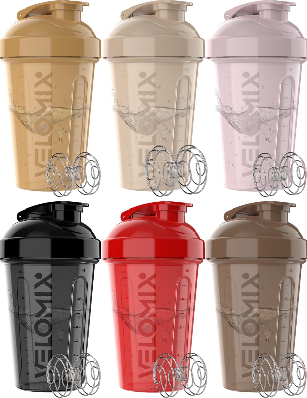 6 Pack 20oz Shaker Cups for Protein Shakes, Pastel Shades