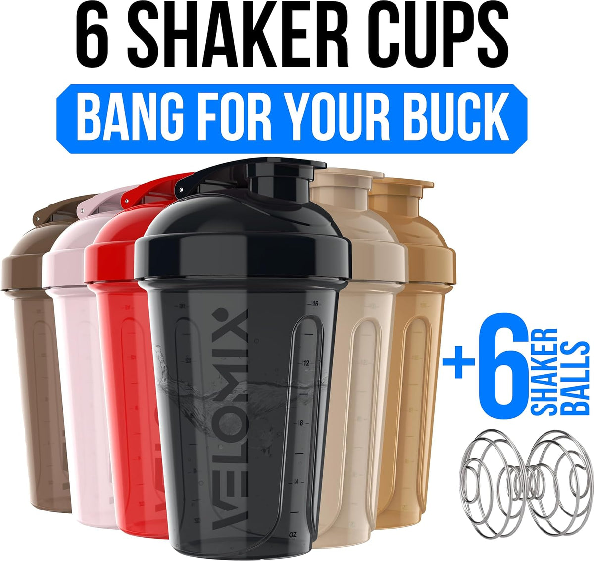 6 Pack 20oz Shaker Cups for Protein Shakes, Pastel Shades