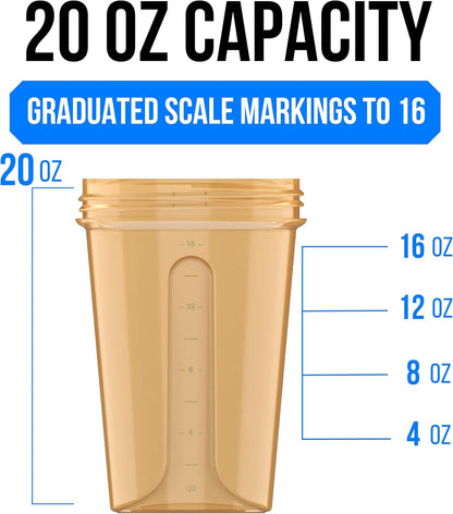6 Pack 20oz Shaker Cups for Protein Shakes, Pastel Shades