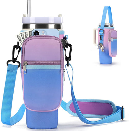 Water Bottle Carrier Bag for Stanley Cup 40/30oz with Phone Pockets