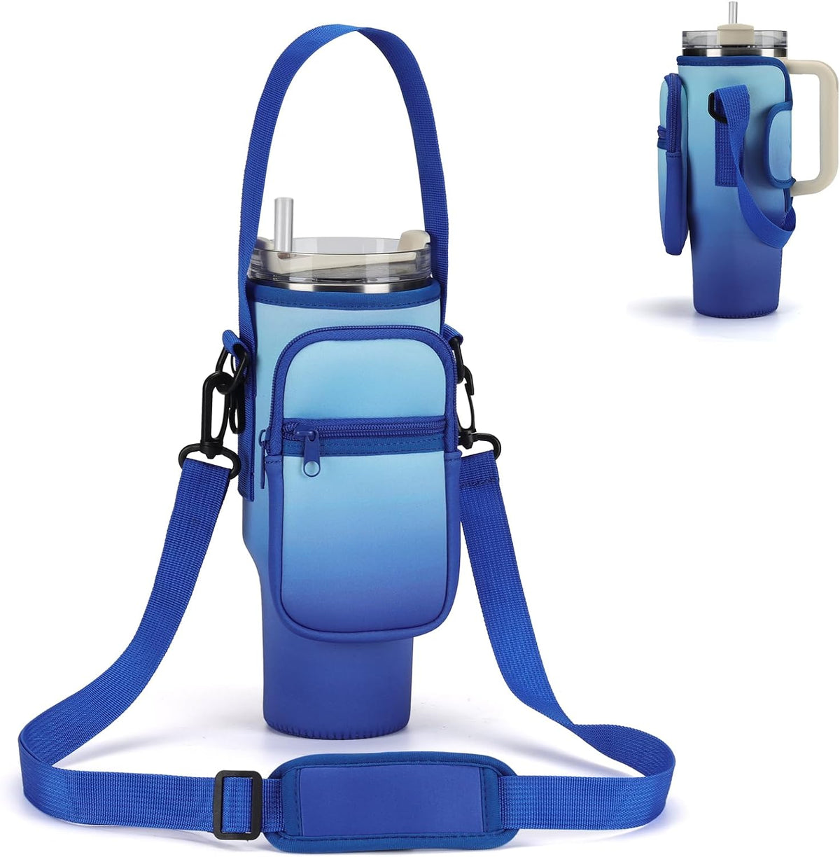 Water Bottle Carrier Bag for Stanley Cup 40/30oz with Phone Pockets