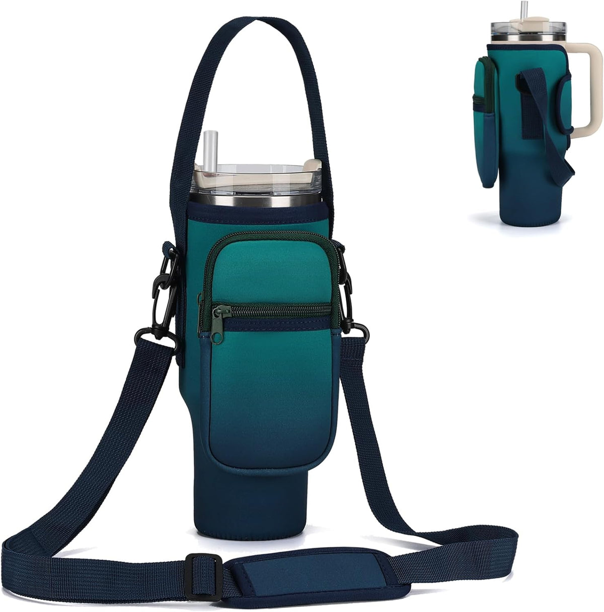 Water Bottle Carrier Bag for Stanley Cup 40/30oz with Phone Pockets