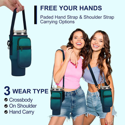 Water Bottle Carrier Bag for Stanley Cup 40/30oz with Phone Pockets