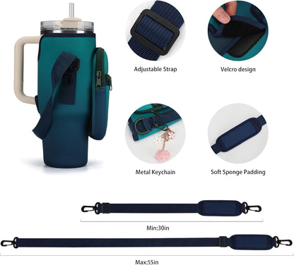 Water Bottle Carrier Bag for Stanley Cup 40/30oz with Phone Pockets