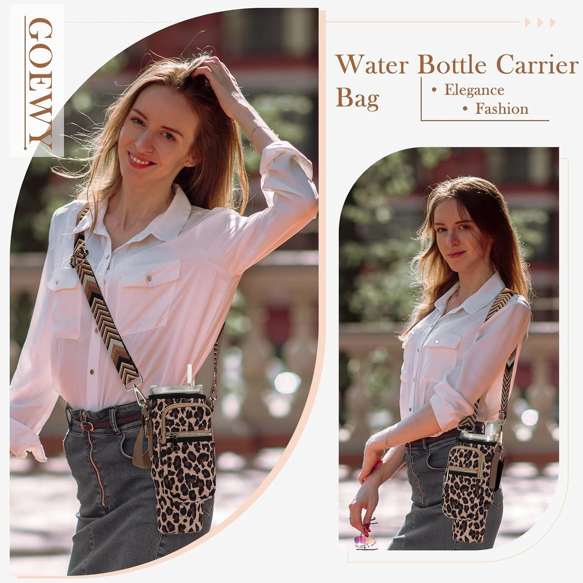 Water Bottle Carrier Bag for Stanley Cup 40/30oz with Phone Pockets