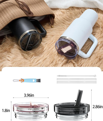 2 Pack Tumbler Flip Straw Lid Replacement Fit for Stanley 40 OZ Quencher, Leak Proof Lid with Straw for Stanley, No Spill Reusable Tumbler Lid Compatible with Stanley Cup Accessories