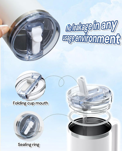2 Pack Tumbler Flip Straw Lid Replacement Fit for Stanley 40 OZ Quencher, Leak Proof Lid with Straw for Stanley, No Spill Reusable Tumbler Lid Compatible with Stanley Cup Accessories
