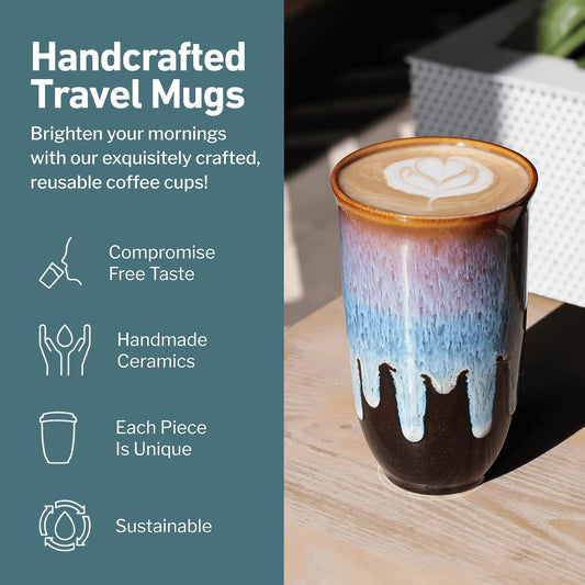 Coffee Tumbler – Travel Mug - On the Go Coffee Mug – Microwave & Dishwasher Safe Green Coffee Tumbler - Gifts For Women Men Him Her – 16oz – Monsoon