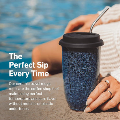 Coffee Tumbler – Travel Mug - On the Go Coffee Mug – Microwave & Dishwasher Safe Green Coffee Tumbler - Gifts For Women Men Him Her – 16oz – Monsoon