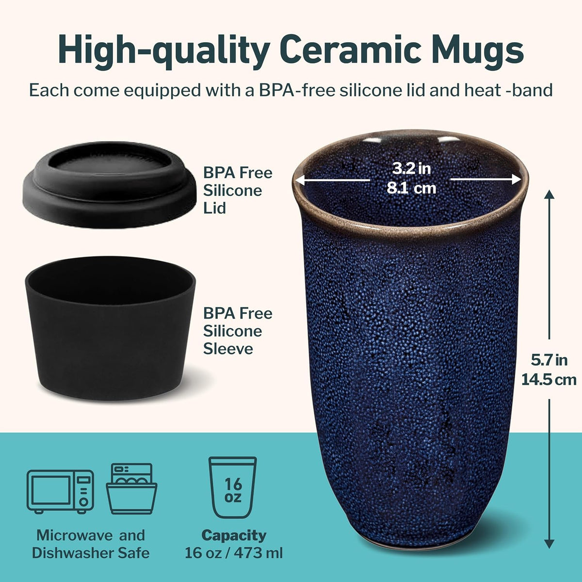 Coffee Tumbler – Travel Mug - On the Go Coffee Mug – Microwave & Dishwasher Safe Green Coffee Tumbler - Gifts For Women Men Him Her – 16oz – Monsoon