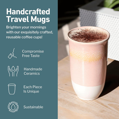 Coffee Tumbler – Travel Mug - On the Go Coffee Mug – Microwave & Dishwasher Safe Green Coffee Tumbler - Gifts For Women Men Him Her – 16oz – Monsoon