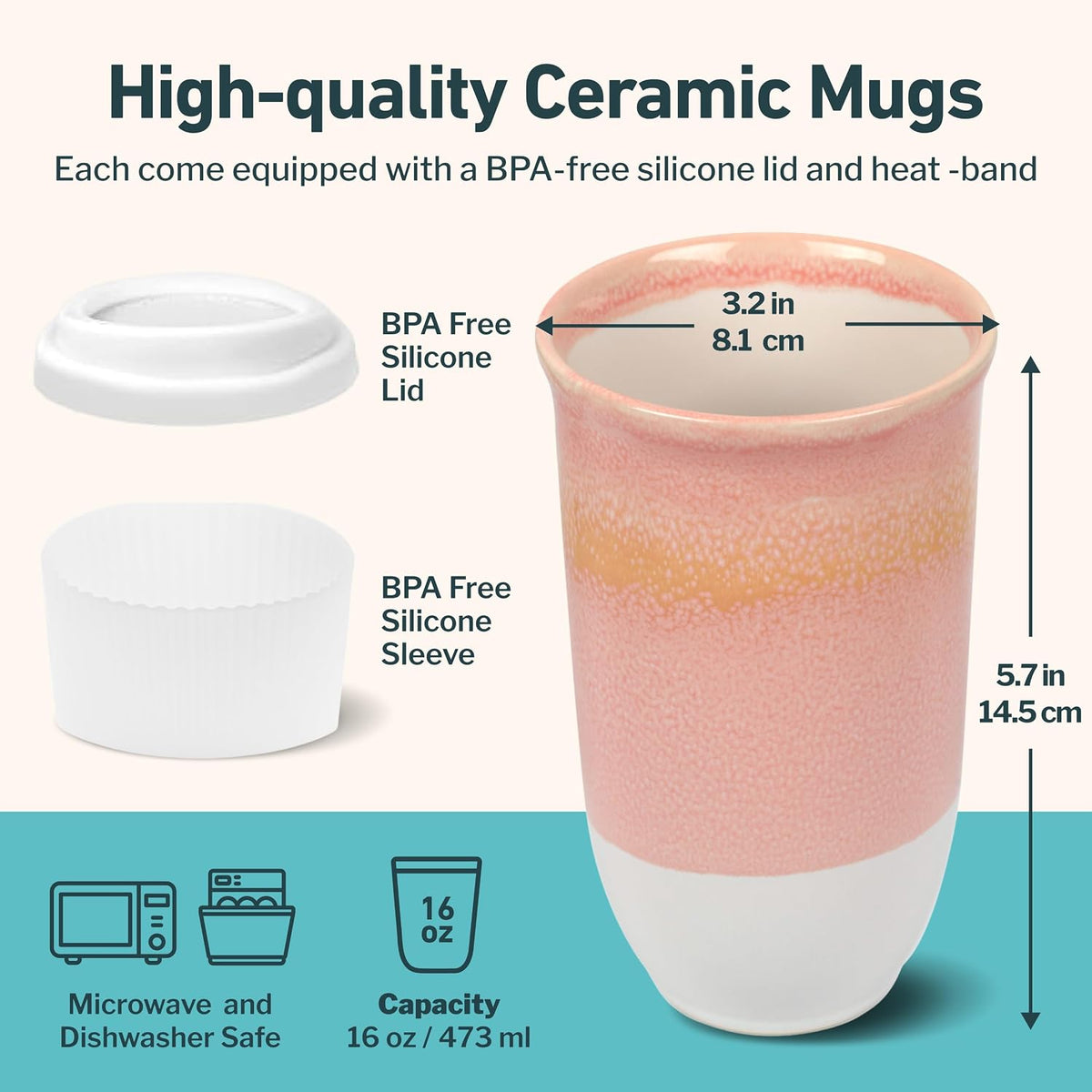 Coffee Tumbler – Travel Mug - On the Go Coffee Mug – Microwave & Dishwasher Safe Green Coffee Tumbler - Gifts For Women Men Him Her – 16oz – Monsoon