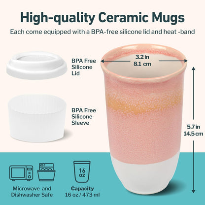 Coffee Tumbler – Travel Mug - On the Go Coffee Mug – Microwave & Dishwasher Safe Green Coffee Tumbler - Gifts For Women Men Him Her – 16oz – Monsoon