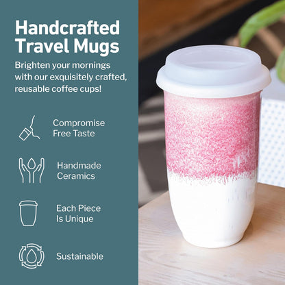 Coffee Tumbler – Travel Mug - On the Go Coffee Mug – Microwave & Dishwasher Safe Green Coffee Tumbler - Gifts For Women Men Him Her – 16oz – Monsoon