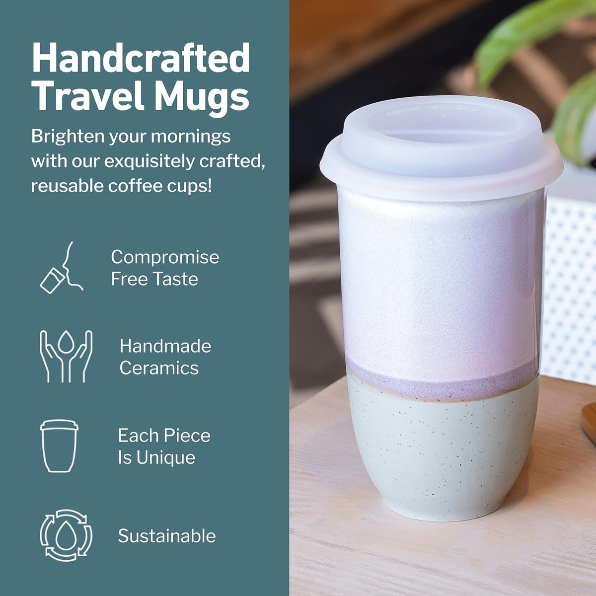 Coffee Tumbler – Travel Mug - On the Go Coffee Mug – Microwave & Dishwasher Safe Green Coffee Tumbler - Gifts For Women Men Him Her – 16oz – Monsoon