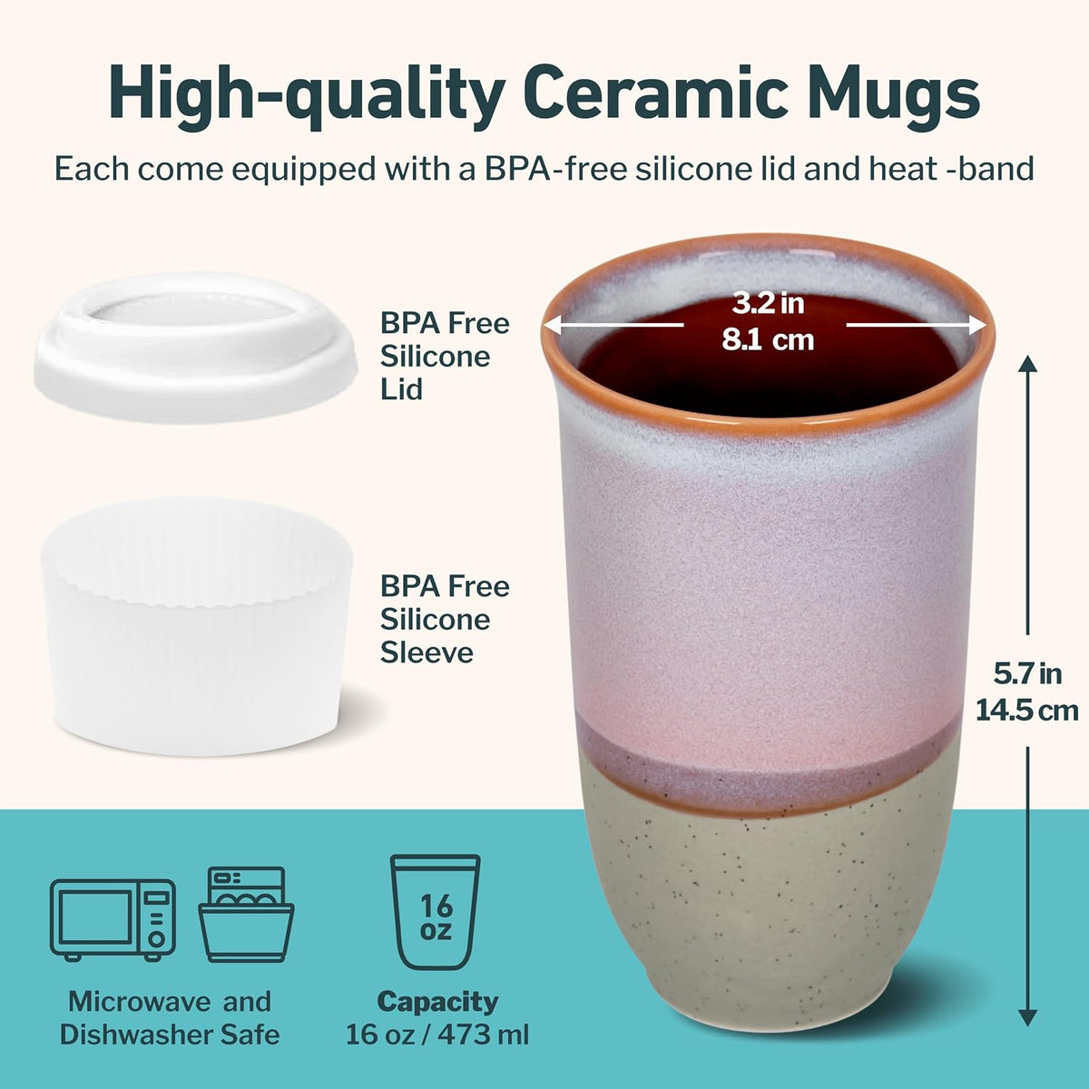 Coffee Tumbler – Travel Mug - On the Go Coffee Mug – Microwave & Dishwasher Safe Green Coffee Tumbler - Gifts For Women Men Him Her – 16oz – Monsoon