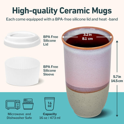 Coffee Tumbler – Travel Mug - On the Go Coffee Mug – Microwave & Dishwasher Safe Green Coffee Tumbler - Gifts For Women Men Him Her – 16oz – Monsoon