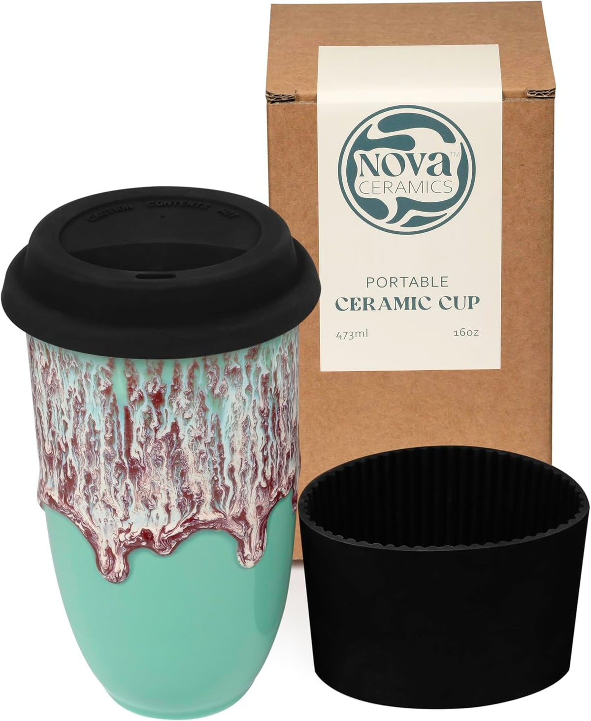 Coffee Tumbler – Travel Mug - On the Go Coffee Mug – Microwave & Dishwasher Safe Green Coffee Tumbler - Gifts For Women Men Him Her – 16oz – Monsoon