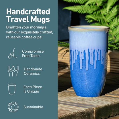 Coffee Tumbler – Travel Mug - On the Go Coffee Mug – Microwave & Dishwasher Safe Green Coffee Tumbler - Gifts For Women Men Him Her – 16oz – Monsoon