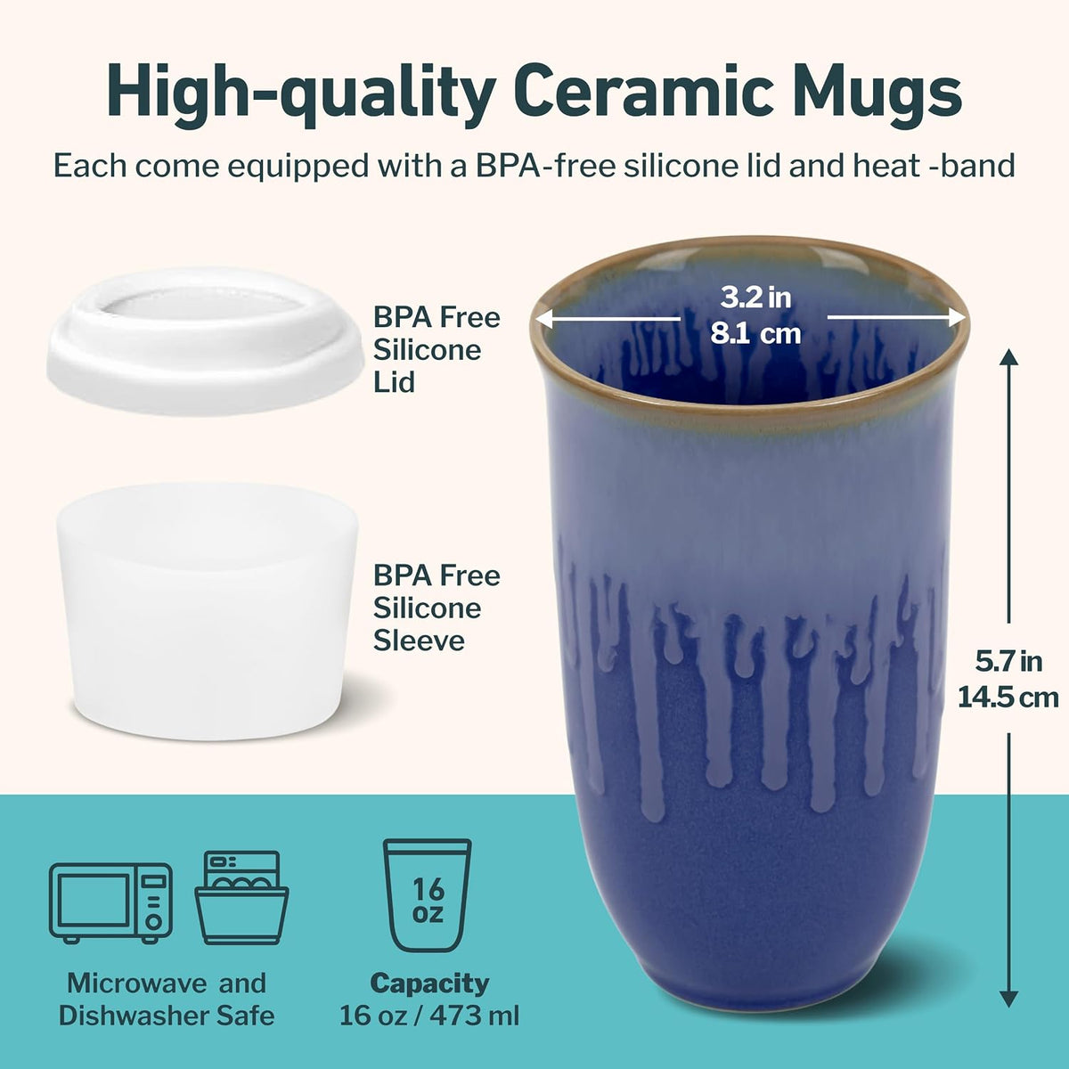 Coffee Tumbler – Travel Mug - On the Go Coffee Mug – Microwave & Dishwasher Safe Green Coffee Tumbler - Gifts For Women Men Him Her – 16oz – Monsoon