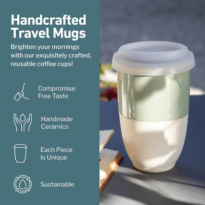 Coffee Tumbler – Travel Mug - On the Go Coffee Mug – Microwave & Dishwasher Safe Green Coffee Tumbler - Gifts For Women Men Him Her – 16oz – Monsoon
