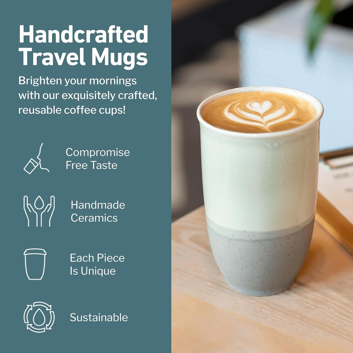 Coffee Tumbler – Travel Mug - On the Go Coffee Mug – Microwave & Dishwasher Safe Green Coffee Tumbler - Gifts For Women Men Him Her – 16oz – Monsoon