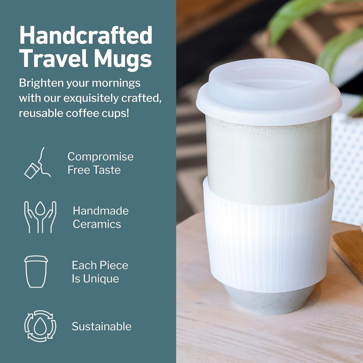 Coffee Tumbler – Travel Mug - On the Go Coffee Mug – Microwave & Dishwasher Safe Green Coffee Tumbler - Gifts For Women Men Him Her – 16oz – Monsoon