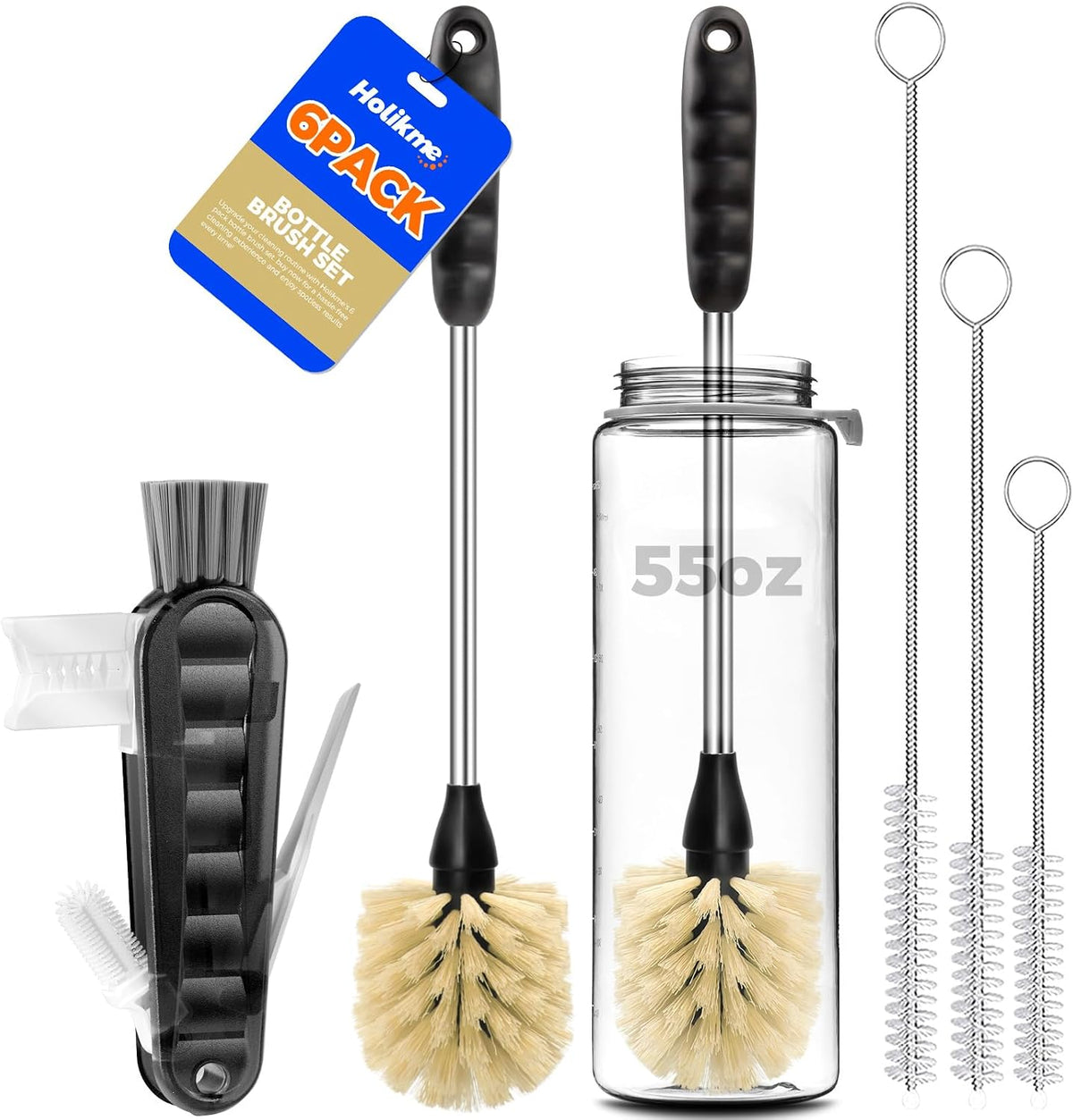 Bottle Brush 14" Stainless Steel Straw Cleaner Brush,Black
