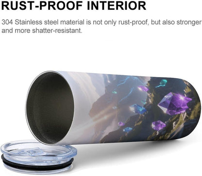 Crystal Mountains Car Cup 20 Oz, Travel Coffee Tumbler - Leakproof Insulated,Reusable Water Bottle with Lid And Straw
