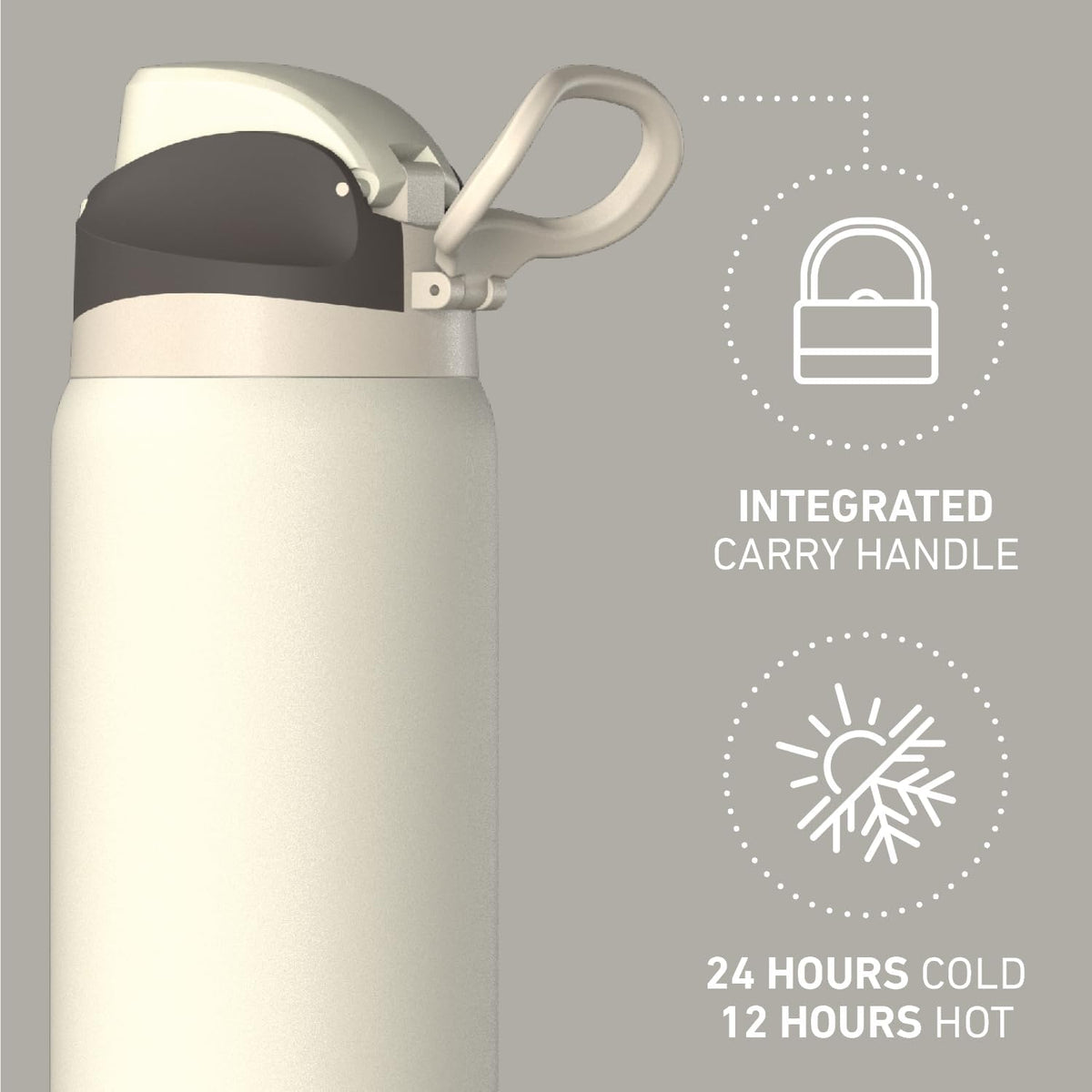 Oasis 32oz Insulated Water Bottle with Locking Chug Lid & Handle, Leakproof Stainless Steel Travel Tumbler for School, Gym & Everyday Hydration (Stone 1)