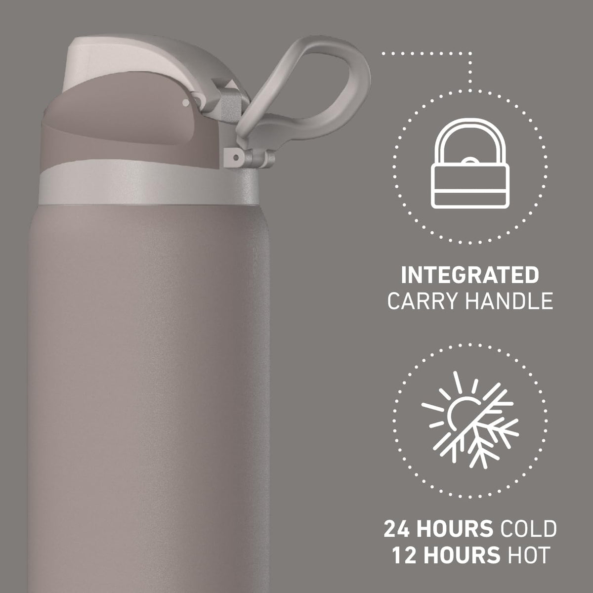 Oasis 32oz Insulated Water Bottle with Locking Chug Lid & Handle, Leakproof Stainless Steel Travel Tumbler for School, Gym & Everyday Hydration (Stone 1)