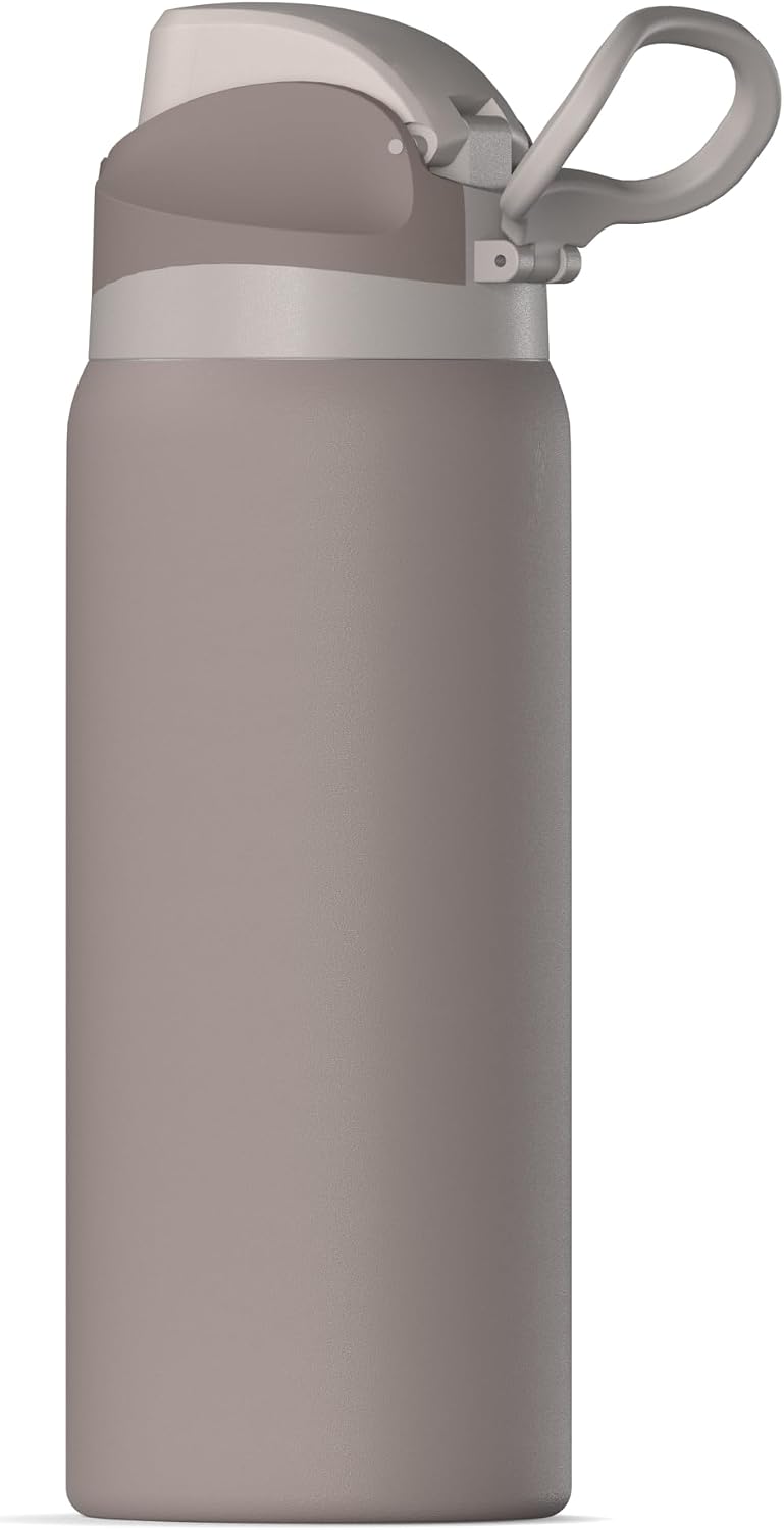 Oasis 32oz Insulated Water Bottle with Locking Chug Lid & Handle, Leakproof Stainless Steel Travel Tumbler for School, Gym & Everyday Hydration (Stone 1)