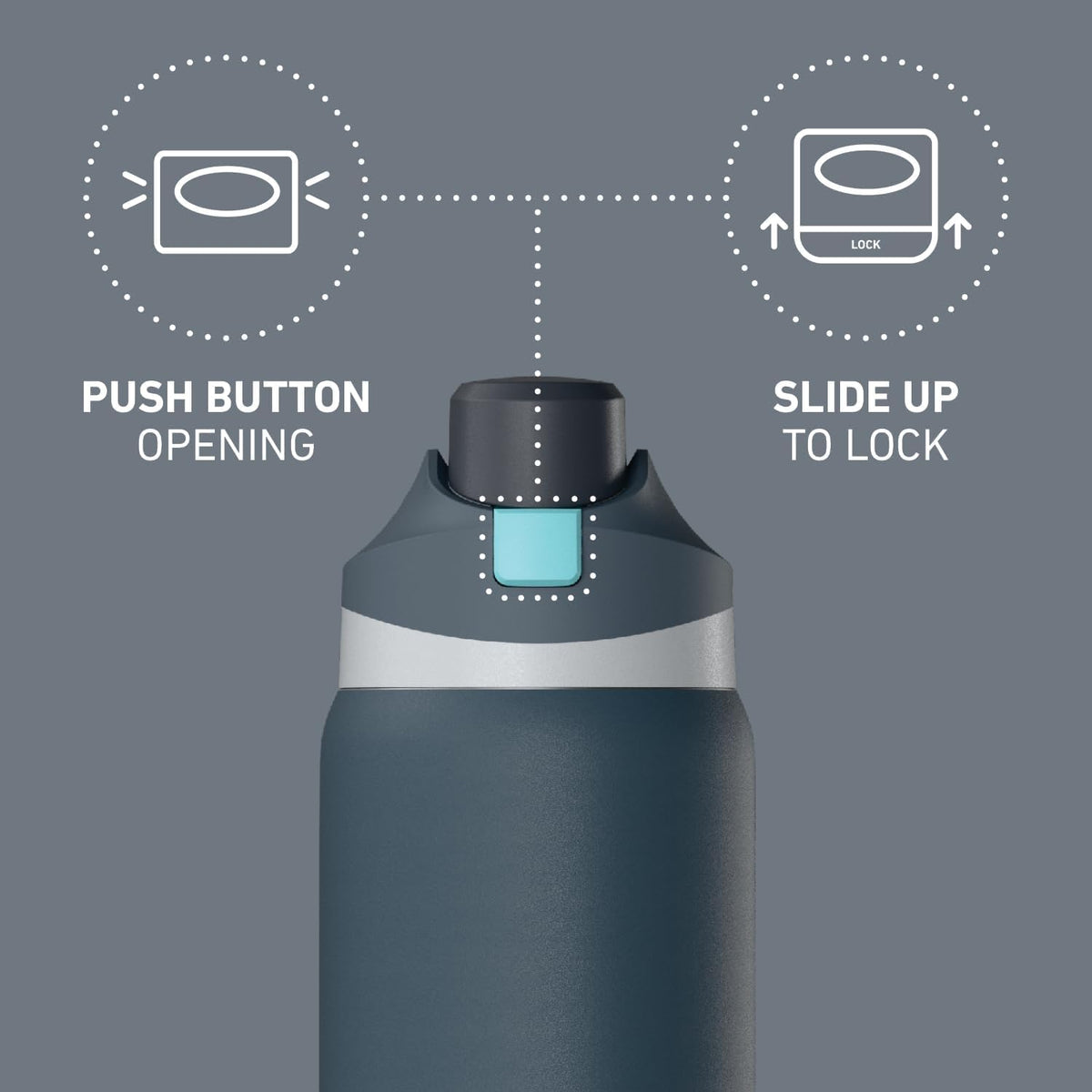 Oasis 32oz Insulated Water Bottle with Locking Chug Lid & Handle, Leakproof Stainless Steel Travel Tumbler for School, Gym & Everyday Hydration (Stone 1)
