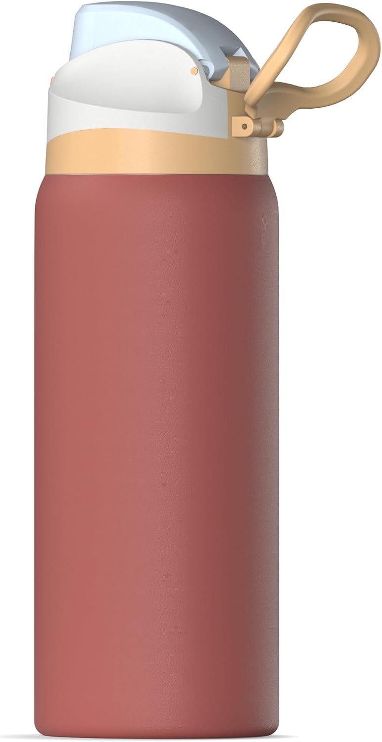 Oasis 32oz Insulated Water Bottle with Locking Chug Lid & Handle, Leakproof Stainless Steel Travel Tumbler for School, Gym & Everyday Hydration (Stone 1)