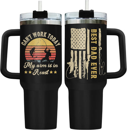Dad Dadman Funny 40 oz Tumbler with Handle, Funny Dad Gift | Gift for Dad Tumbler 40oz, Cool Dadman Travel Mug, Funny Superhero Birthday from Daughter Son - Colors A