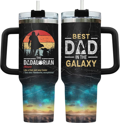 Dad Dadman Funny 40 oz Tumbler with Handle, Funny Dad Gift | Gift for Dad Tumbler 40oz, Cool Dadman Travel Mug, Funny Superhero Birthday from Daughter Son - Colors A