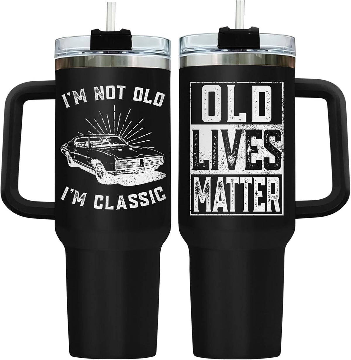 Dad Dadman Funny 40 oz Tumbler with Handle, Funny Dad Gift | Gift for Dad Tumbler 40oz, Cool Dadman Travel Mug, Funny Superhero Birthday from Daughter Son - Colors A