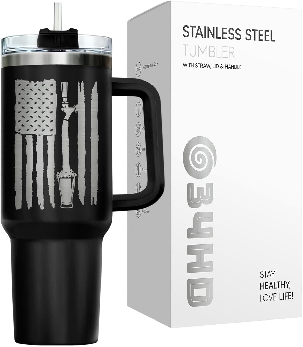 Dad Dadman Funny 40 oz Tumbler with Handle, Funny Dad Gift | Gift for Dad Tumbler 40oz, Cool Dadman Travel Mug, Funny Superhero Birthday from Daughter Son - Colors A