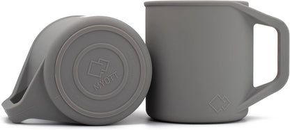 Silicone Coffee Cup - Food Grade Silicone Camping Mug with Handle - Portable, Collapsible Coffee Mug - BPA Free, Dishwasher Safe and Microwave Safe 12- oz (Slate Blue, 1 Pack)