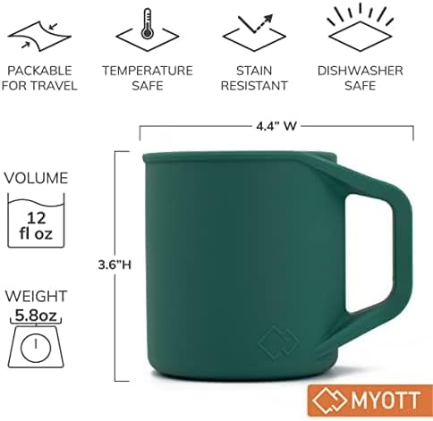 Silicone Coffee Cup - Food Grade Silicone Camping Mug with Handle - Portable, Collapsible Coffee Mug - BPA Free, Dishwasher Safe and Microwave Safe 12- oz (Slate Blue, 1 Pack)