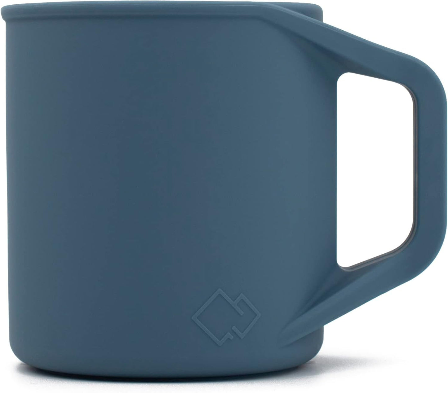 Silicone Coffee Cup - Food Grade Silicone Camping Mug with Handle - Portable, Collapsible Coffee Mug - BPA Free, Dishwasher Safe and Microwave Safe 12- oz (Slate Blue, 1 Pack)