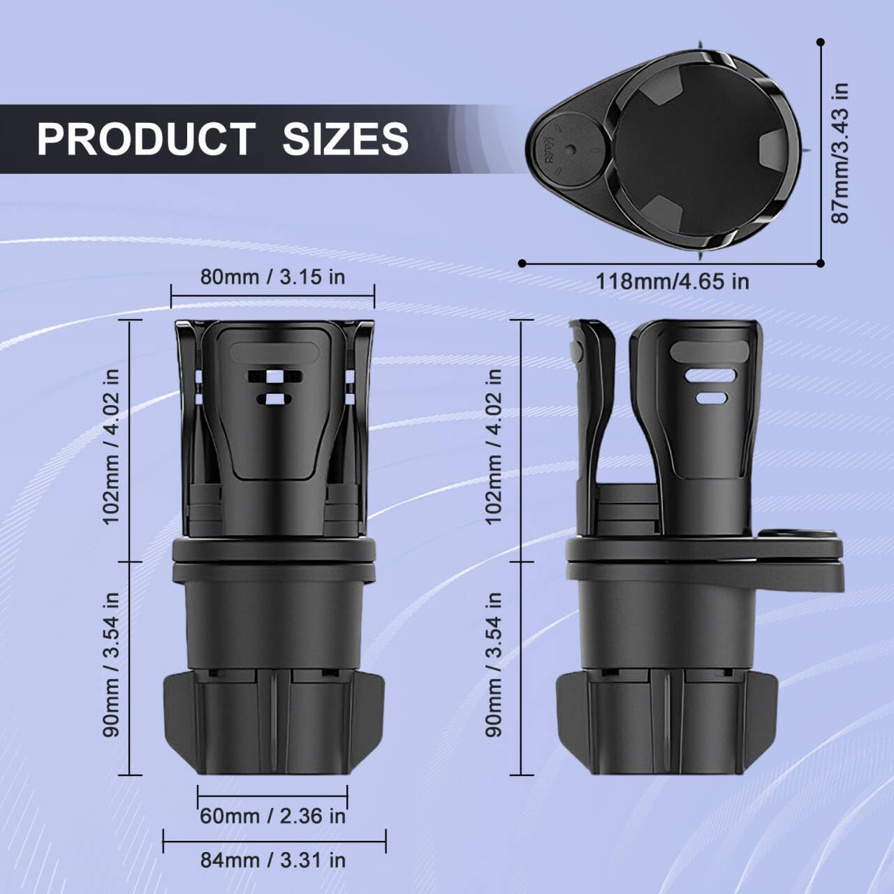 JINKEY Upgrade 2 in 1 Multifunction Cup Holder Extender, 360°Adjustable Rotating Dual Cup Holder Insert for Stanley Car Water Bottle Holder Adapter Carbon Fiber