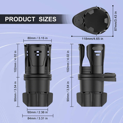 JINKEY Upgrade 2 in 1 Multifunction Cup Holder Extender, 360°Adjustable Rotating Dual Cup Holder Insert for Stanley Car Water Bottle Holder Adapter Carbon Fiber