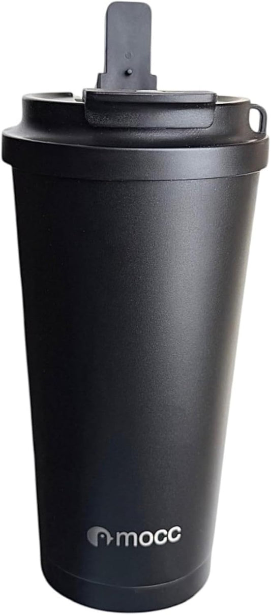 19oz Insulated Stainless Steel Tumbler, with Leak-Proof Lid and Foldable Straw, for Hot/Cold Coffee/Tea/Infused Water, for Travel & Gift (Black)