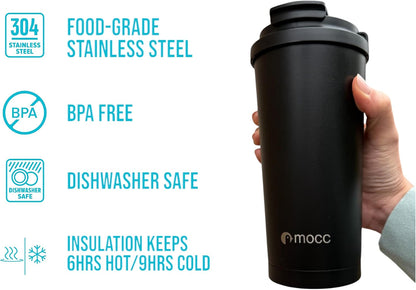 19oz Insulated Stainless Steel Tumbler, with Leak-Proof Lid and Foldable Straw, for Hot/Cold Coffee/Tea/Infused Water, for Travel & Gift (Black)