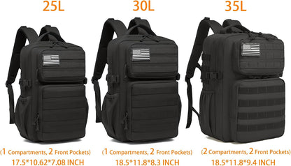 Military Tactical Backpack for Men Waterproof Daypack 3 Day Assault Pack Molle Bag with Water Bottle Holder